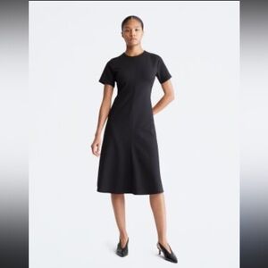 NWT Calvin Klein Classic Short Sleeve Flare Skirt Midi dress Size 8